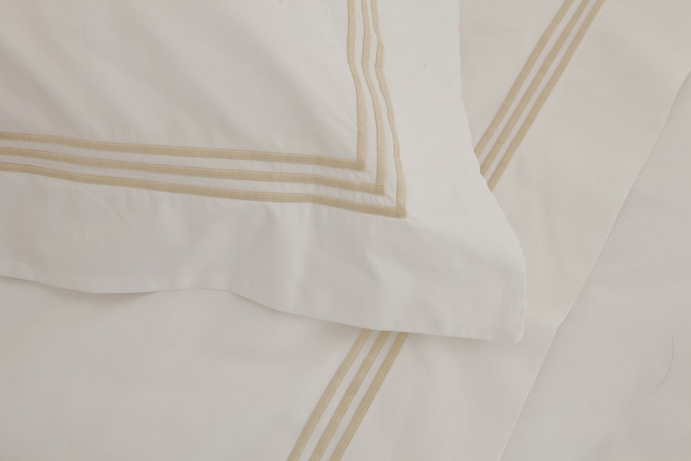 Queen Quilt Cover White & Almond Elba - DEIA Living - Duvet Cover