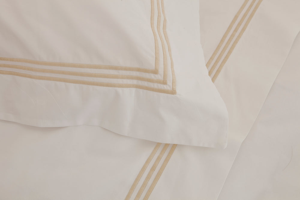 Super King Quilt Cover White & Almond Elba - DEIA Living - Duvet Cover