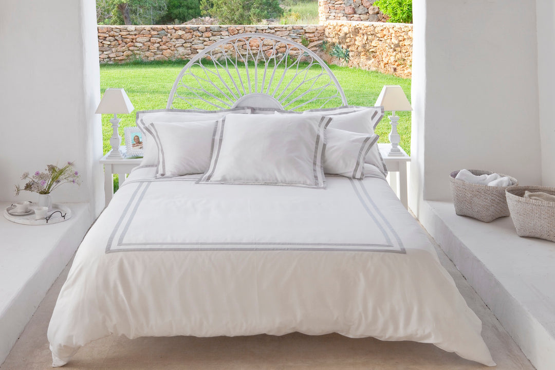 Super King Quilt Cover White & Ash Formentera - DEIA Living - Duvet Cover