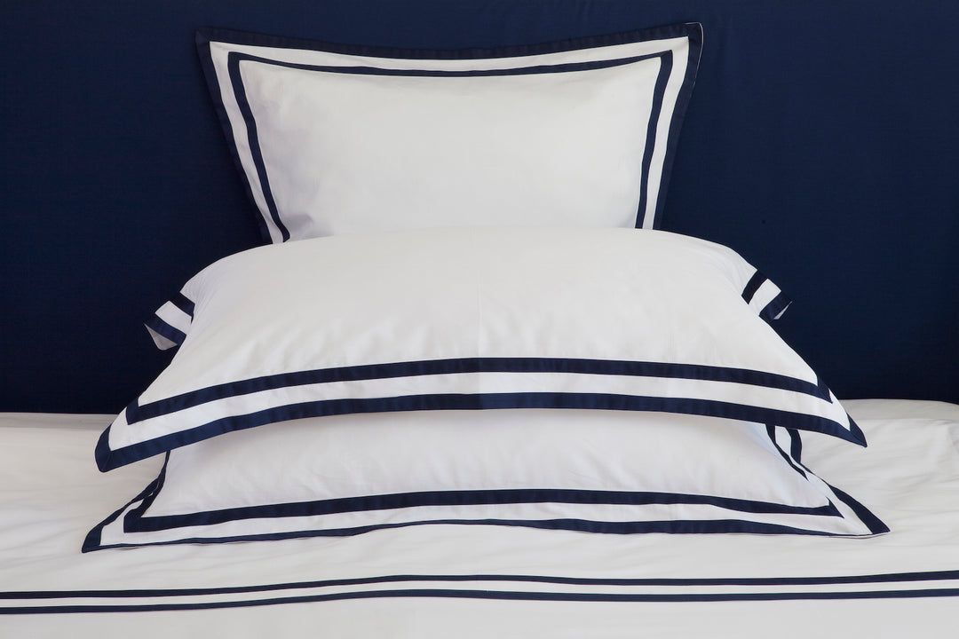 Super King Quilt Cover White & Navy Formentera - DEIA Living - Duvet Cover