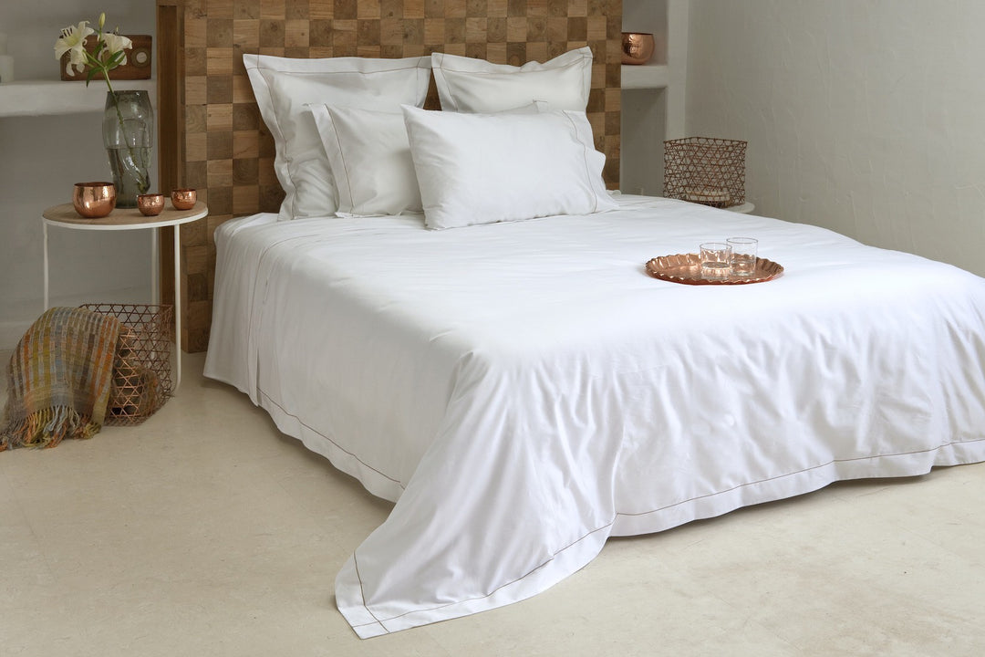 Super King Quilt Cover White & Caramel Tremiti - DEIA Living - Duvet Cover