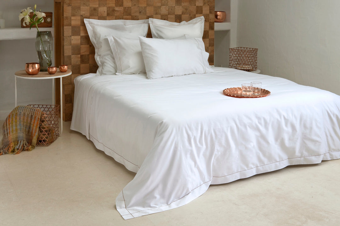 King Quilt Cover White & Caramel Tremiti - DEIA Living - Duvet Cover