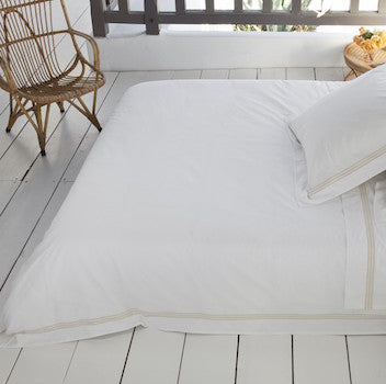 Euro King Sheet Set White & Almond Elba - DEIA Living - Sheet Set