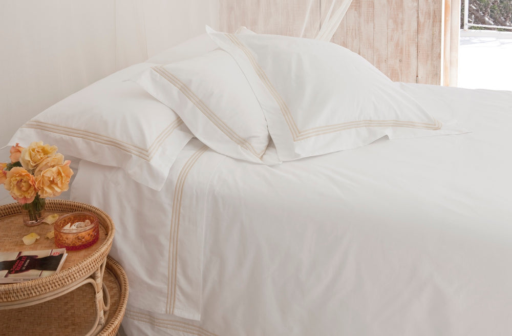 Double Flat Sheet White & Platinum Elba - DEIA Living - Fitted Sheet