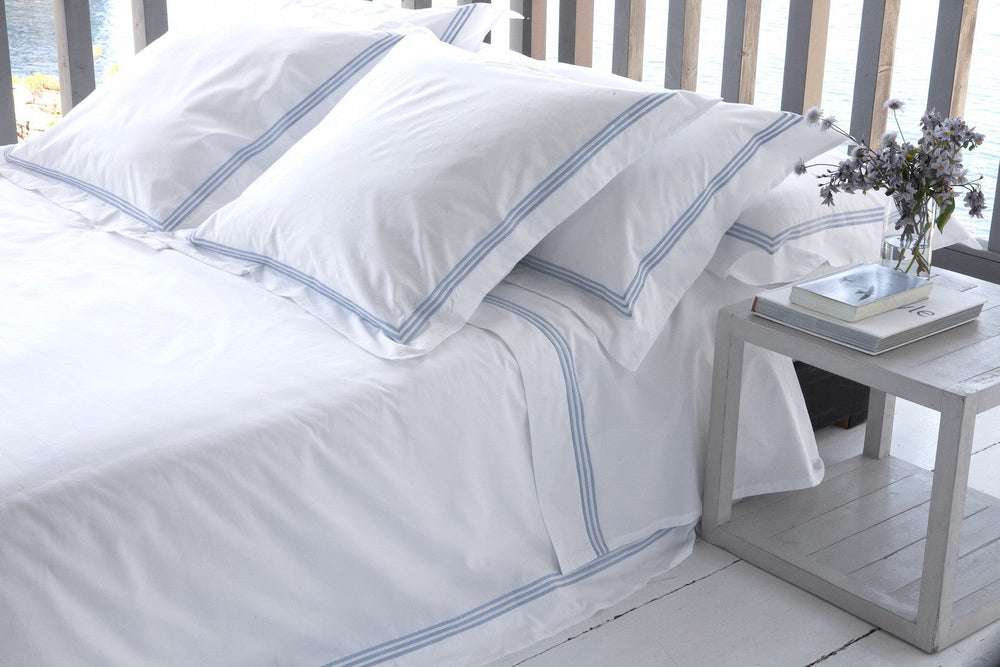 Tailored Standard Pillowcase Set White & Sky Elba - DEIA Living - Pillow Case
