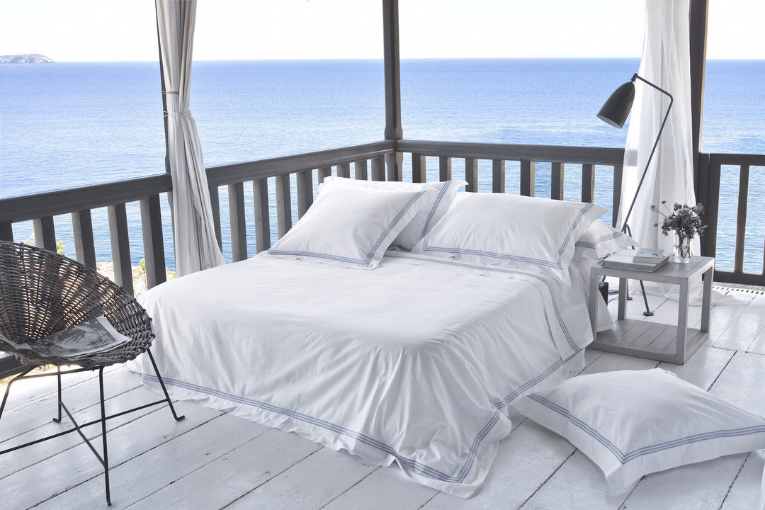 Tailored Standard Pillowcase Set White & Sky Elba - DEIA Living - Pillow Case