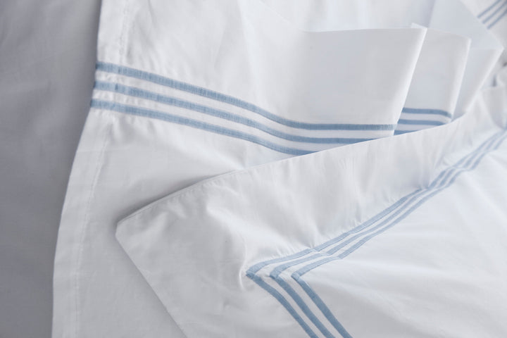 Euro King Sheet Set White & Sky Elba - DEIA Living - Sheet Set