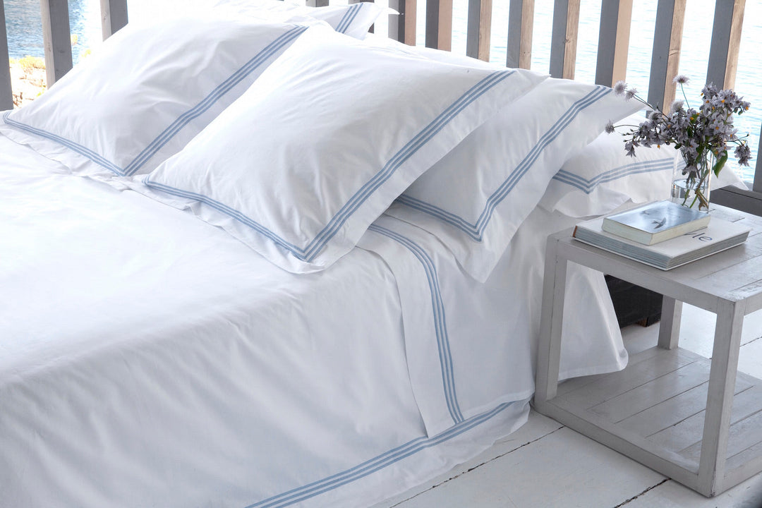 Euro King Sheet Set White & Sky Elba - DEIA Living - Sheet Set