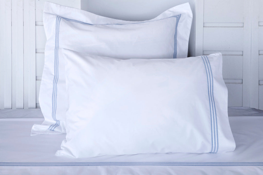 Euro King Sheet Set White & Sky Elba - DEIA Living - Sheet Set