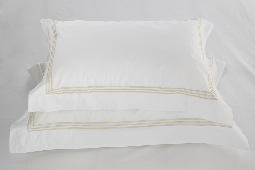 Tailored Standard Pillowcase Set White & Almond Elba - DEIA Living - Pillow Case
