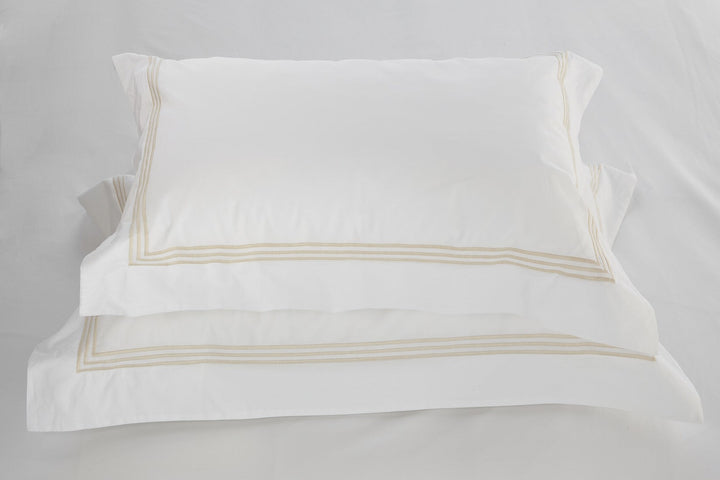Tailored Standard Pillowcase Set White & Almond Elba - DEIA Living - Pillow Case