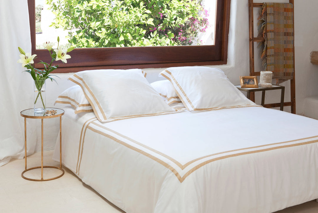Tailored Standard Pillowcase Set White & Honey Formentera - DEIA Living - Pillow Case