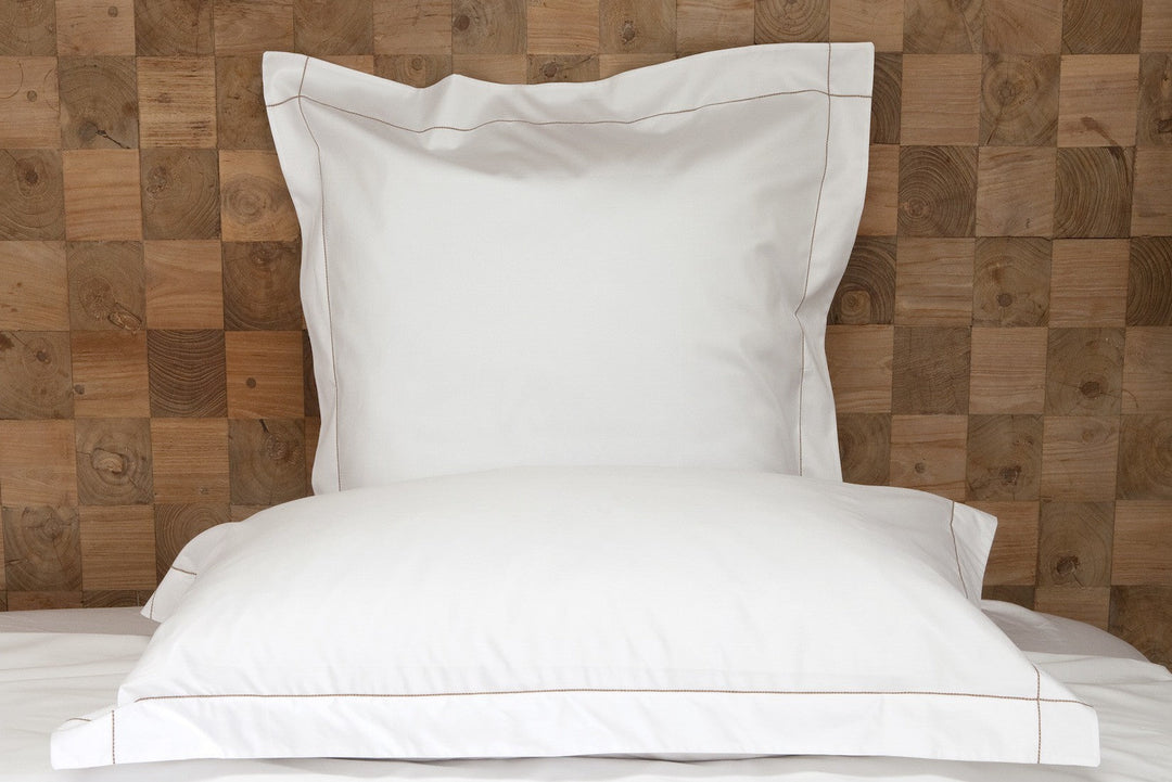 Tailored Standard Pillowcase Set White & Caramel Tremiti - DEIA Living - Pillow Case