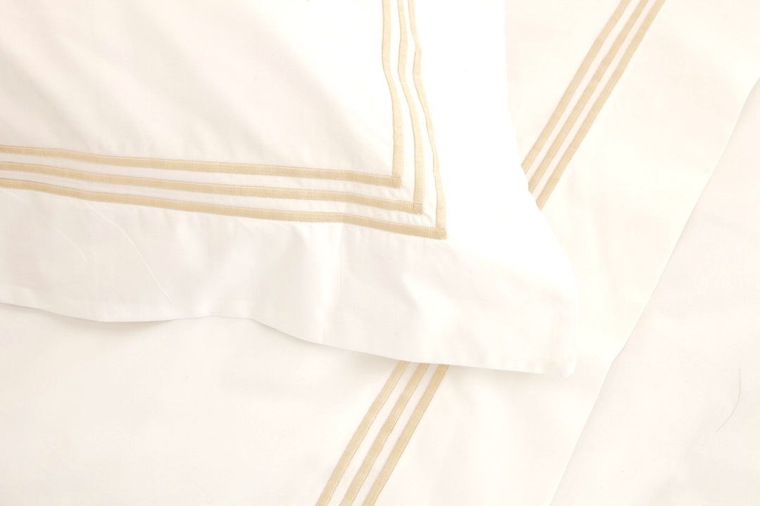 Queen Flat Sheet White & Almond Elba - DEIA Living - Flat Sheet