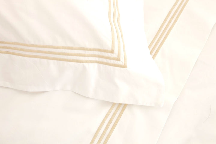 Queen Flat Sheet White & Almond Elba - DEIA Living - Flat Sheet