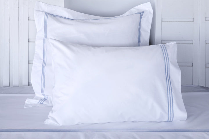 Double Flat Sheet White & Sky Elba - DEIA Living - Flat Sheet