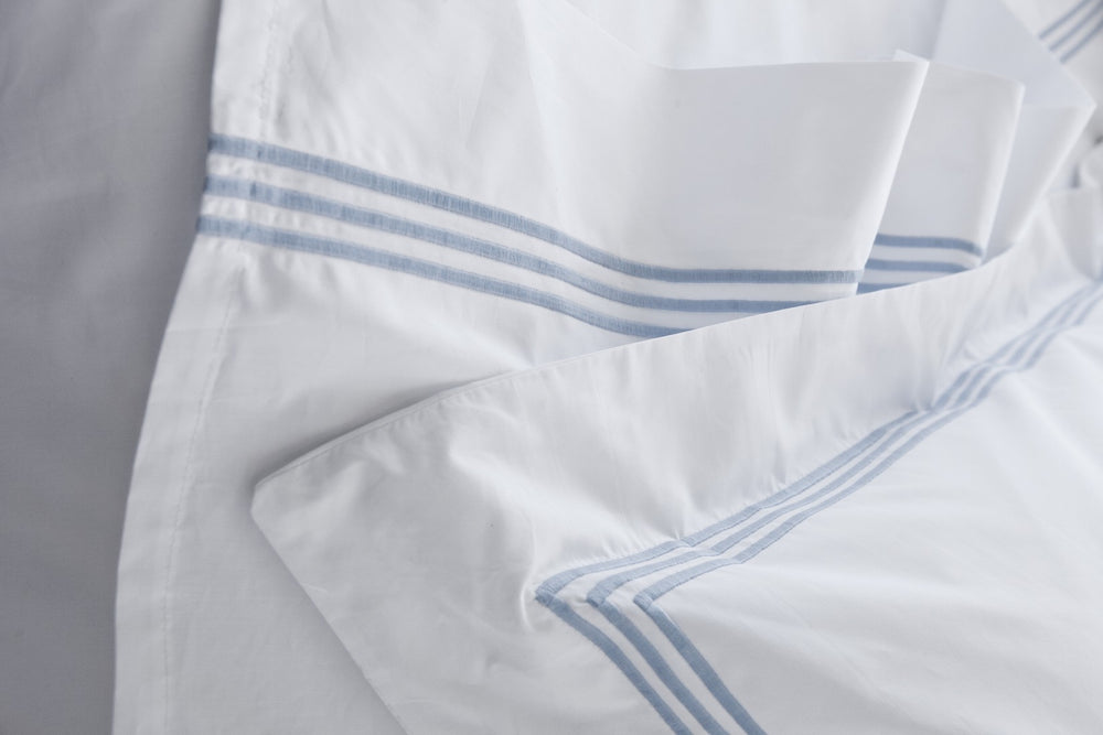 Queen Quilt Cover White & Sky Elba - DEIA Living - Duvet Cover