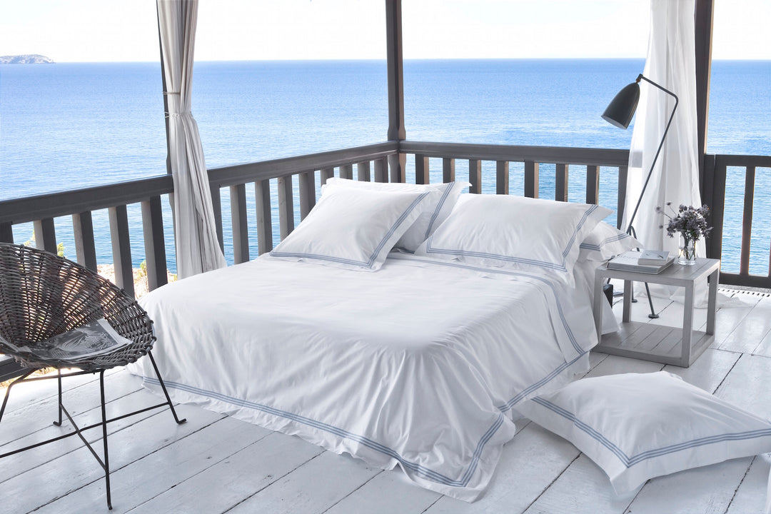 Queen Sheet Set White & Sky Elba - DEIA Living - Sheet Set