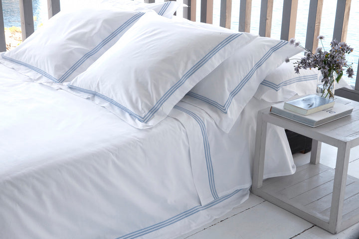 King Quilt Cover White & Sky Elba - DEIA Living - Duvet Cover