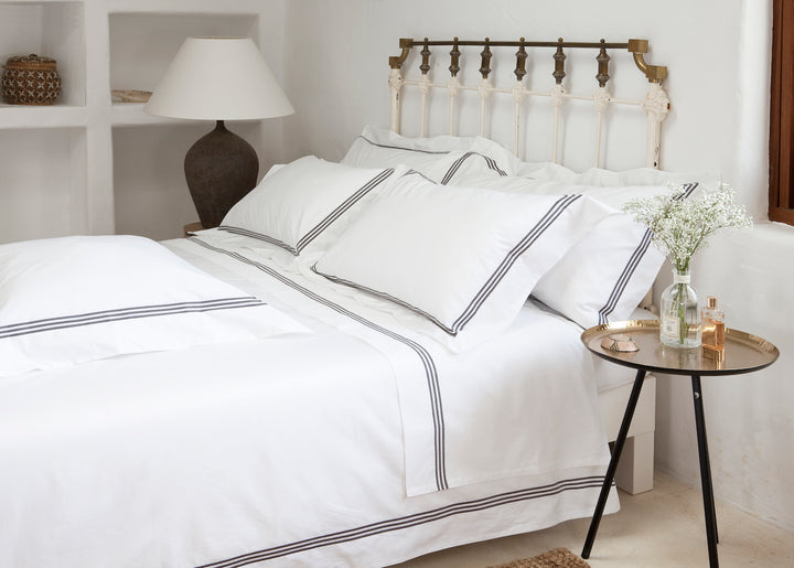 King Flat Sheet White & Mink Elba - DEIA Living - Flat Sheet