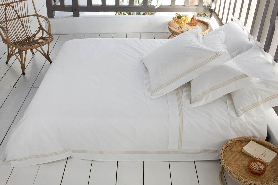 Tailored Standard Pillowcase White & Almond Elba - DEIA Living - Pillow Case