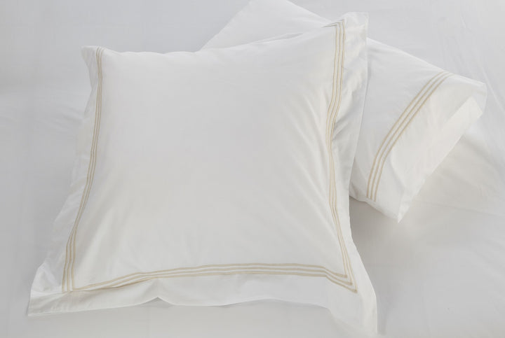 Tailored Standard Pillowcase White & Almond Elba - DEIA Living - Pillow Case