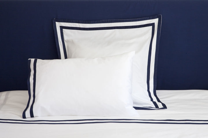 Single Flat Sheet White & Navy Formentera - DEIA Living - Flat Sheet