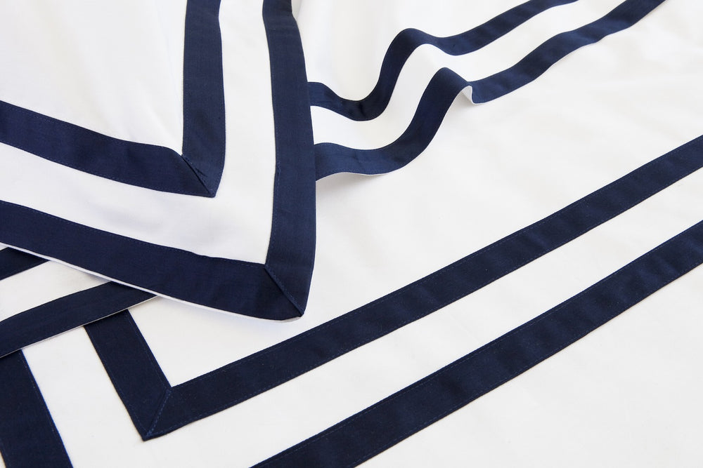 Tailored King Pillowcase White & Navy Formentera - DEIA Living - Pillow Case