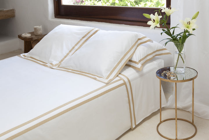 Tailored King Pillowcase White & Honey Formentera - DEIA Living - Pillow Case