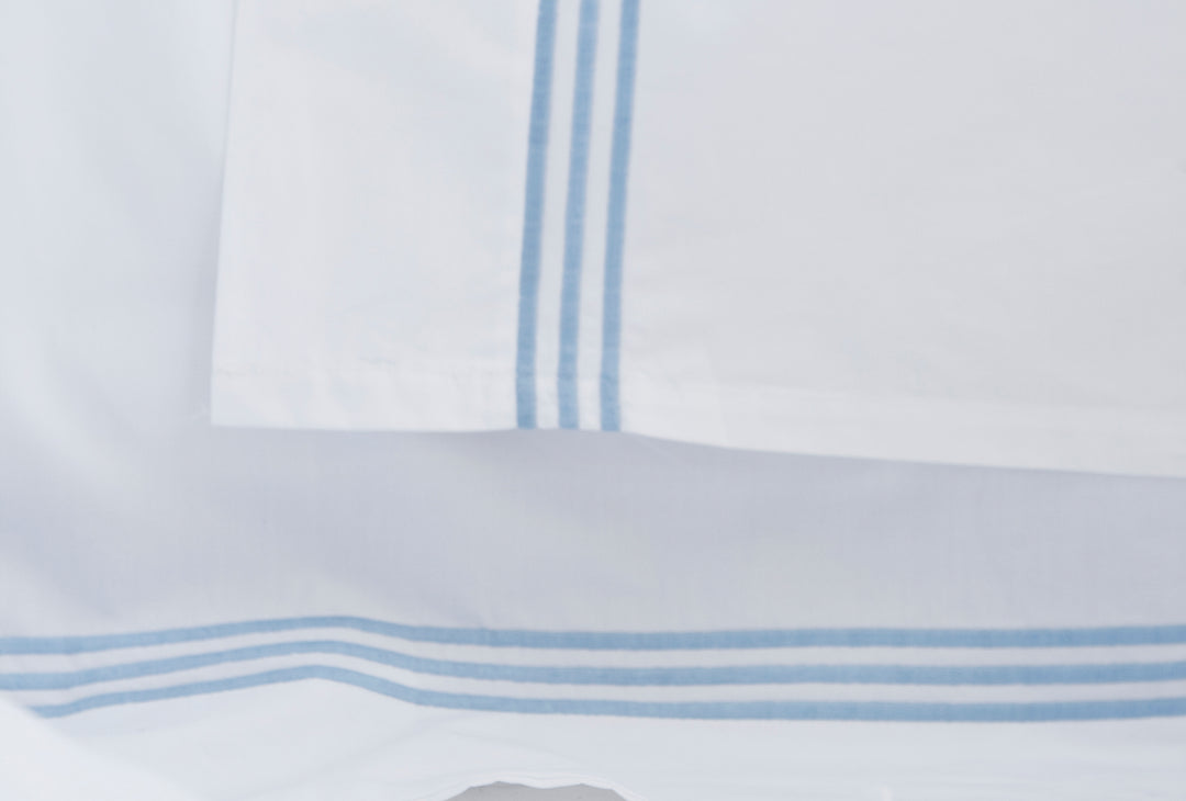 Super King Flat Sheet White & Sky Elba - DEIA Living - Flat Sheet