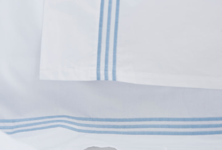Super King Flat Sheet White & Sky Elba - DEIA Living - Flat Sheet