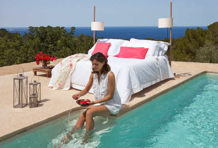 Tailored Standard Pillowcase White & Almond Elba - DEIA Living - Pillow Case