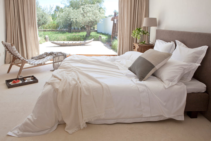 Queen Quilt Cover White & Stone Tremiti - DEIA Living - Duvet Cover