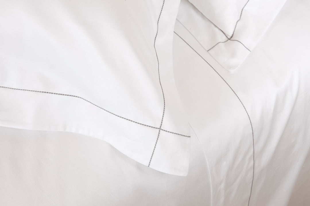 Super King Quilt Cover White & Stone Tremiti - DEIA Living - Duvet Cover