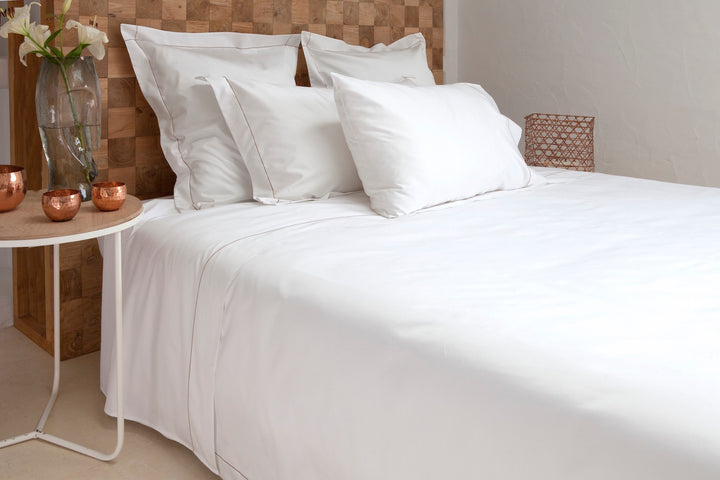 Queen Sheet Set White & Caramel Tremiti - DEIA Living - Sheet Set
