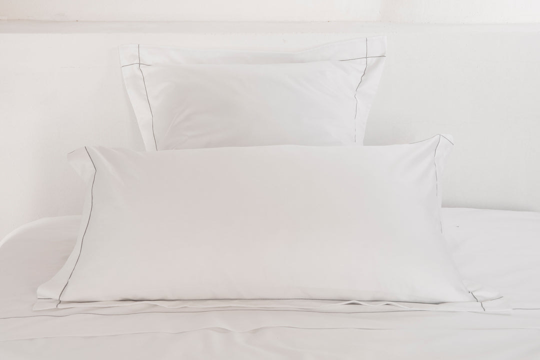 Super King Quilt Cover White & Stone Tremiti - DEIA Living - Duvet Cover