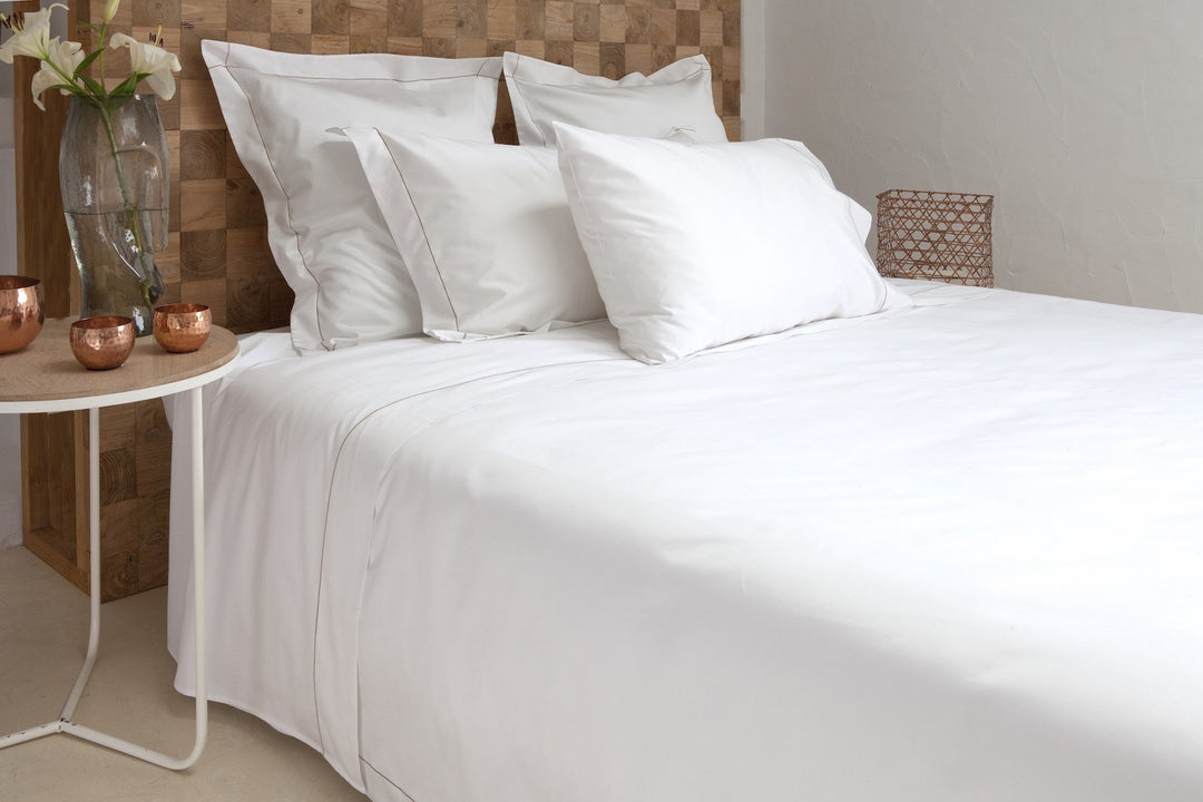 Double Sheet Set White & Caramel Tremiti - DEIA Living - Sheet Set